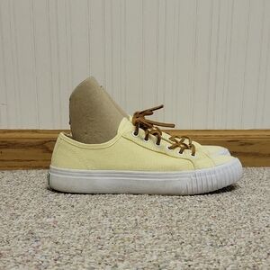 PF Flyers Center Lo Yellow Canvas Sneakers with White Soles, Women's 8